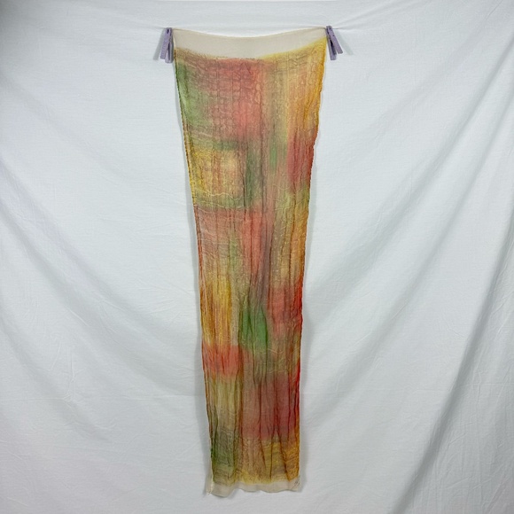 Yellow Orange Tie-Dye Silk Scarf by Delphine Paril - Picture 2 of 7